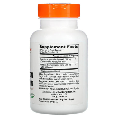 Image of Quercetin Bromelain 180caps supplement facts